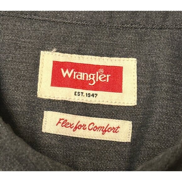 Wrangler Flex for Comfort Dark Gray Button-Down Shirt Cotton Blend Men's Size XL - Picture 5 of 16